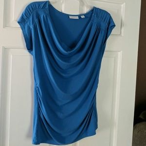 Blue cowl top